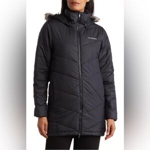 COLUMBIA VILLAGE PARK INSULATED FAUX FUR TRIM HOOD BLACK JACKET SIZE XS